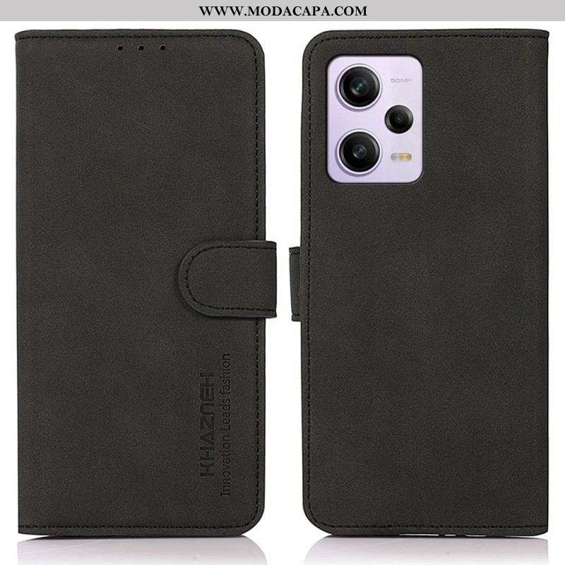 Capa Flip Para Xiaomi Redmi Note 12 Pro Plus Khazneh Moda Efeito Couro