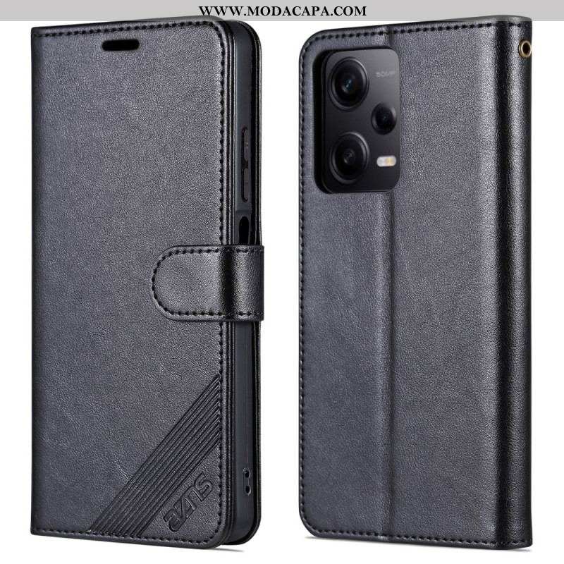 Capa Flip Para Xiaomi Redmi Note 12 Pro Plus Efeito Couro