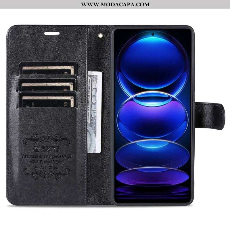 Capa Flip Para Xiaomi Redmi Note 12 Pro Plus Efeito Couro