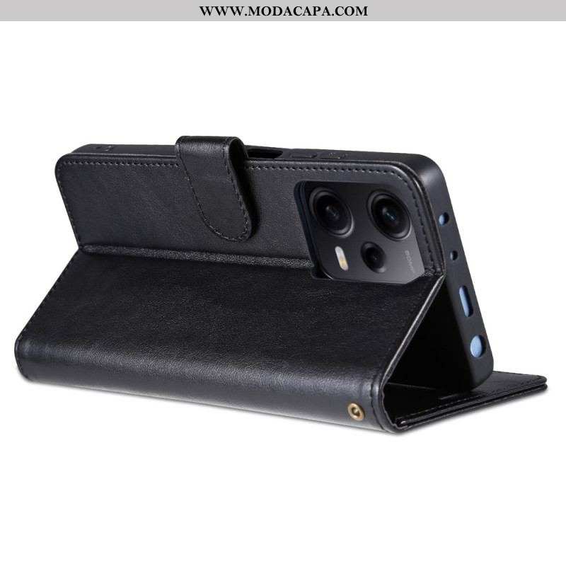 Capa Flip Para Xiaomi Redmi Note 12 Pro Plus Efeito Couro