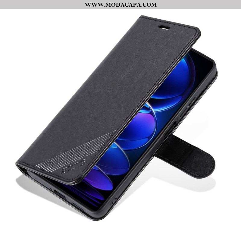 Capa Flip Para Xiaomi Redmi Note 12 Pro Plus Efeito Couro