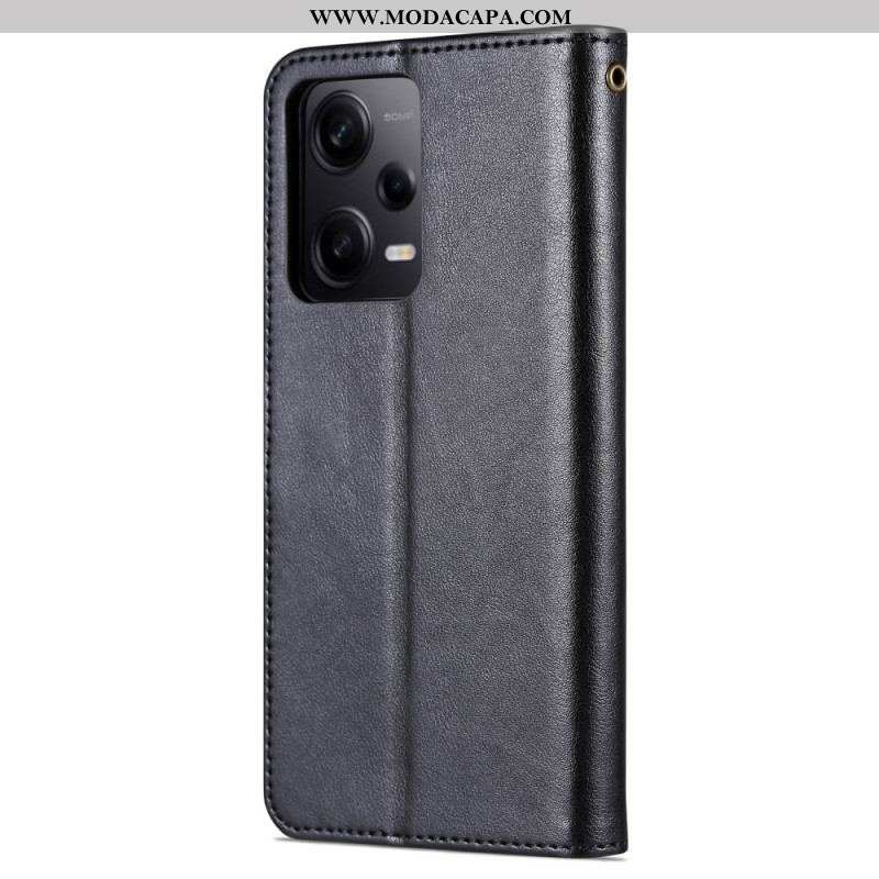 Capa Flip Para Xiaomi Redmi Note 12 Pro Plus Efeito Couro