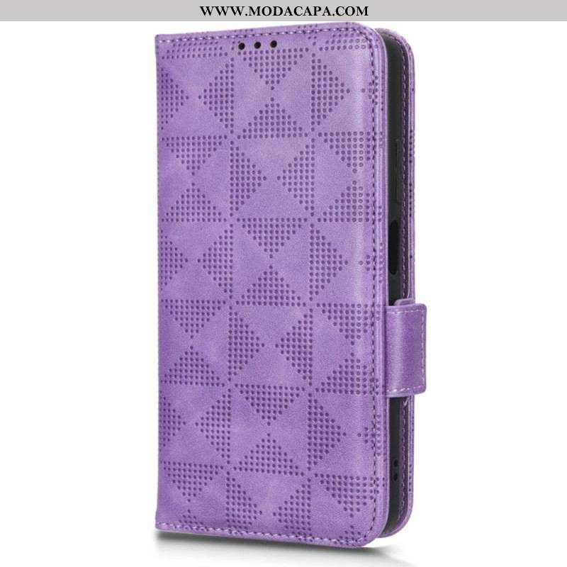 Capa Flip Para Xiaomi Redmi Note 12 Pro Plus Triângulos Com Cordão