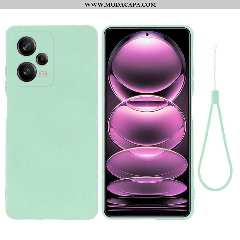 Capa De Celular Para Xiaomi Redmi Note 12 Pro Plus Silicone Líquido Com Cordão