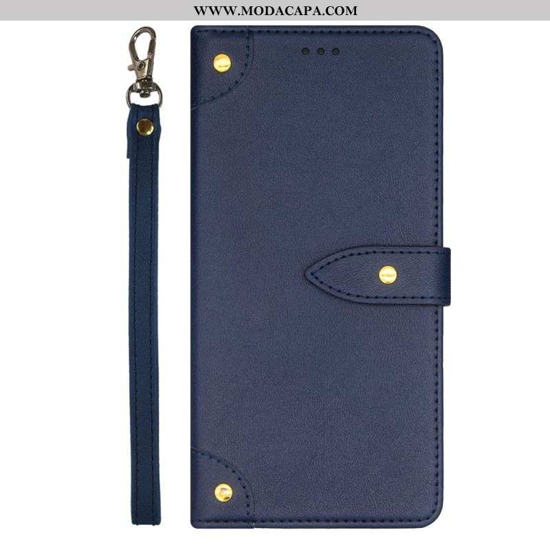 Capa Flip Para Xiaomi Redmi Note 12 Pro Plus Rebites E Cinta Idewei