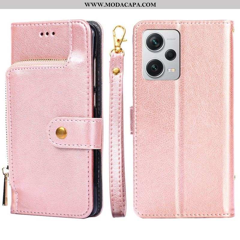 Capa De Couro Para Xiaomi Redmi Note 12 Pro Plus Porta-moedas Com Zíper