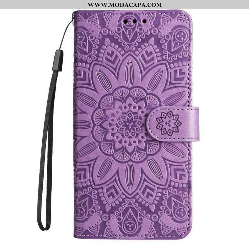 Capa Folio Para Xiaomi Redmi Note 12 Pro Plus De Cordão Decoração Mandala Com Alça