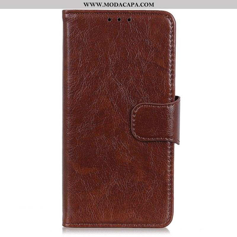 Capa Flip Para Xiaomi Redmi Note 12 Pro Plus Couro Napa Rachado