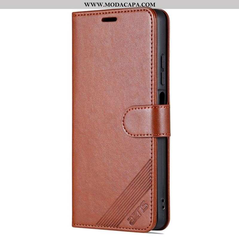 Capa Em Pele Para Xiaomi Redmi Note 12 Pro Efeito Couro