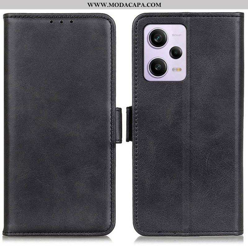 Capa De Couro Para Xiaomi Redmi Note 12 Pro Fecho Duplo