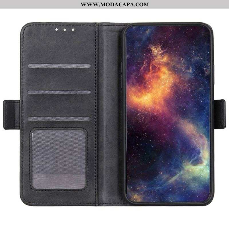 Capa De Couro Para Xiaomi Redmi Note 12 Pro Fecho Duplo