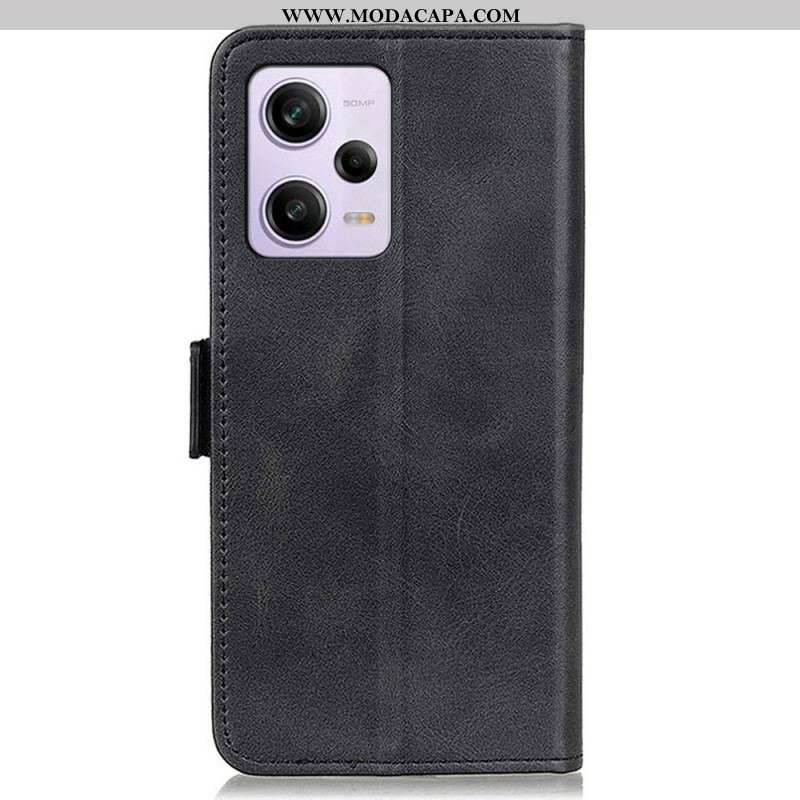 Capa De Couro Para Xiaomi Redmi Note 12 Pro Fecho Duplo