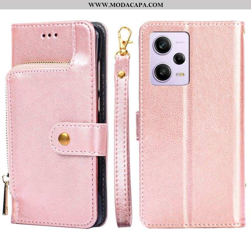 Capa De Couro Para Xiaomi Redmi Note 12 Pro Porta-moedas Com Zíper