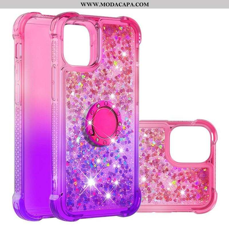 Capa Para iPhone 13 Mini Suporte De Anel Glitter