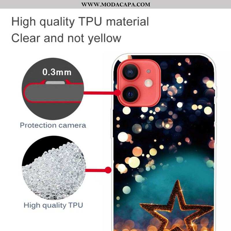 Capa Para iPhone 13 Mini Estrela Flexível