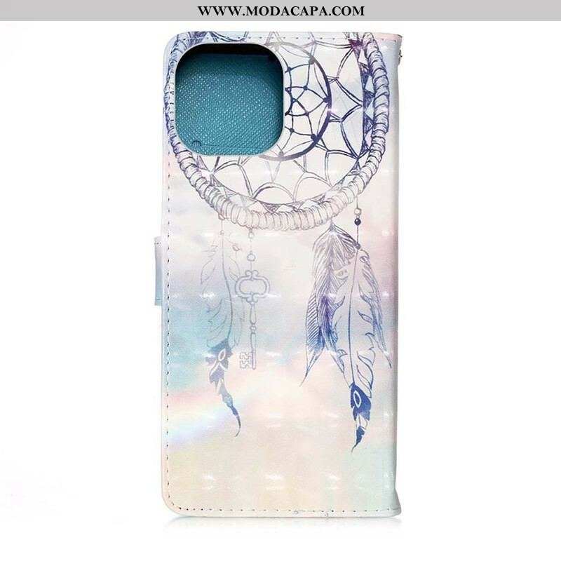 Capa Flip Para iPhone 13 Mini Apanhador De Sonhos Aquarela