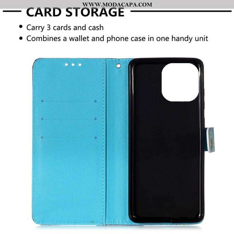 Capa Flip Para iPhone 13 Mini Apanhador De Sonhos Aquarela