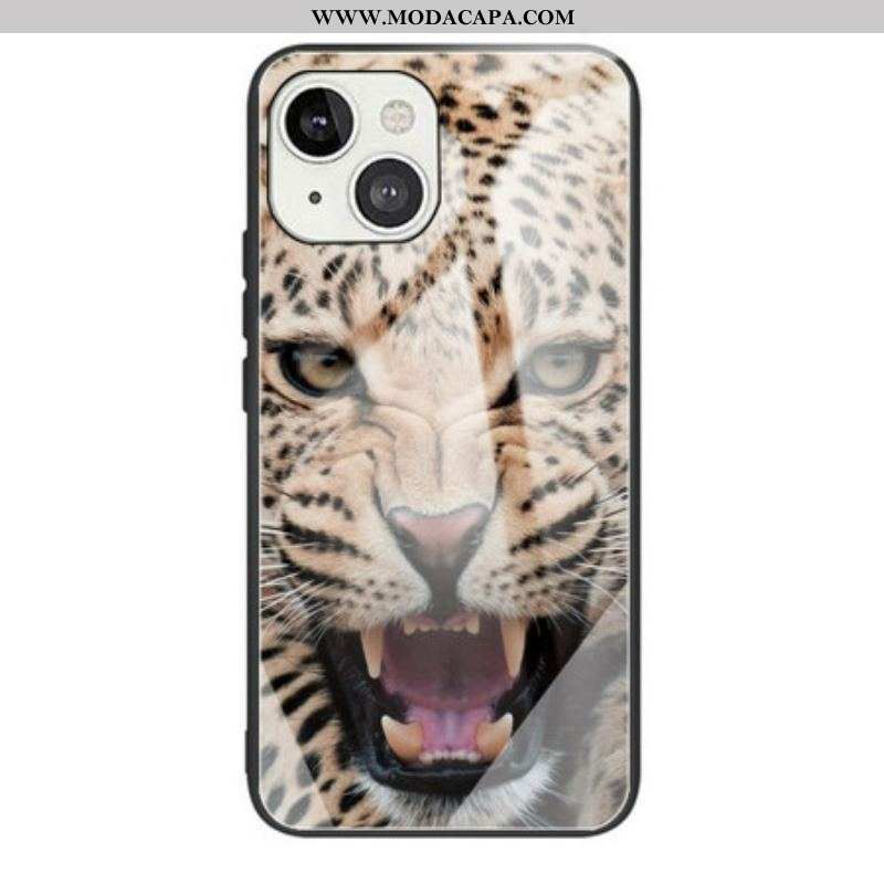 Capa De Celular Para iPhone 13 Mini Vidro Temperado Leopardo