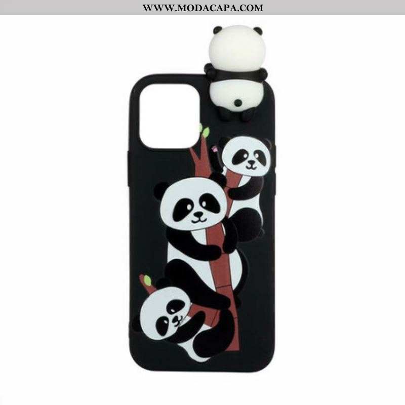 Capa Para iPhone 13 Mini Pandas 3d Em Bambu