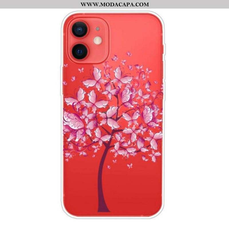Capa Para iPhone 13 Mini Árvore Cor-de-rosa