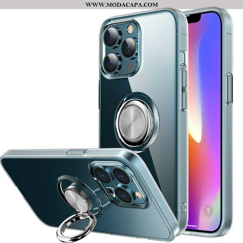 Capa Para iPhone 13 Pro Max Transparente Com Suporte De Anel