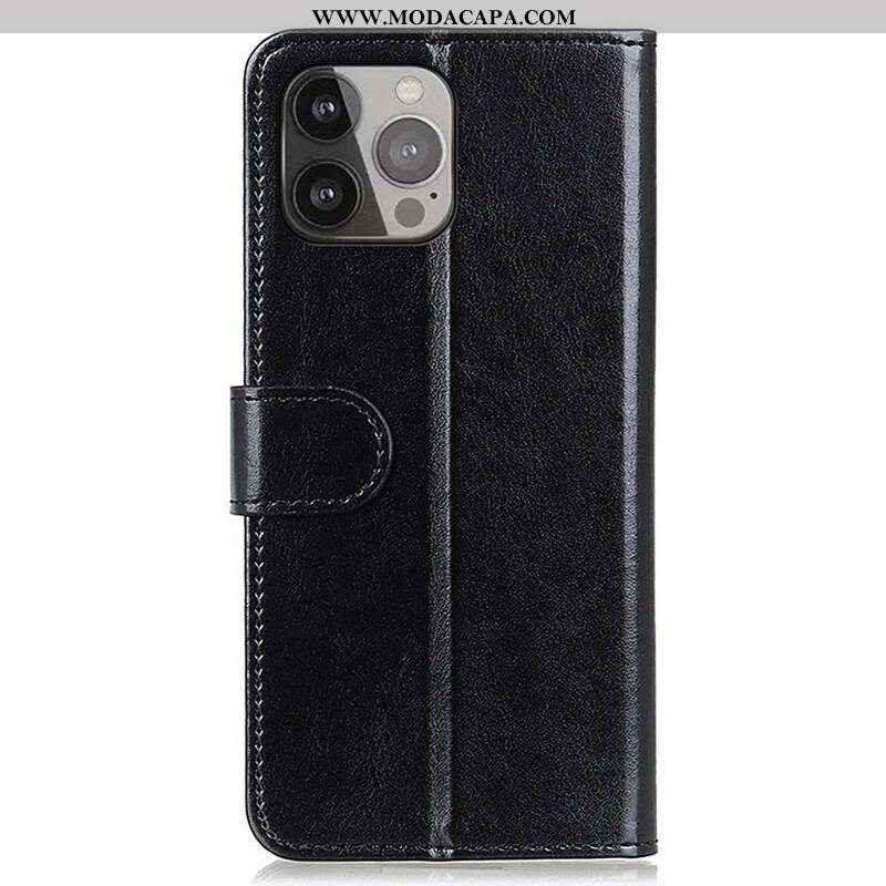 Capa Folio Para iPhone 13 Pro Max Refinamento De Couro Sintético