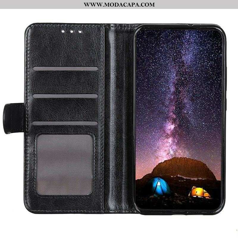 Capa Folio Para iPhone 13 Pro Max Refinamento De Couro Sintético