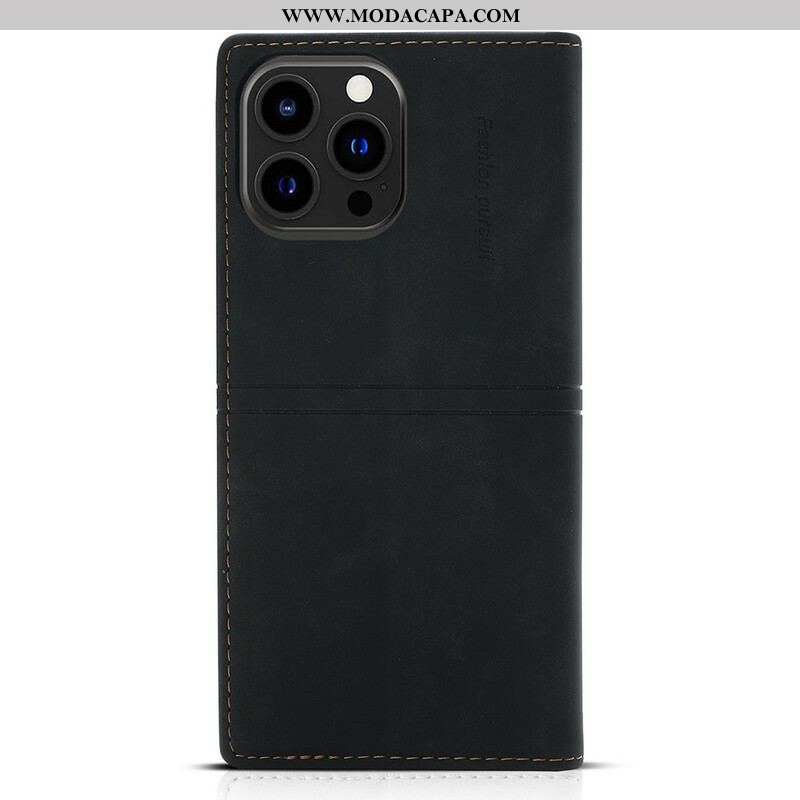 Capa De Celular Para iPhone 13 Pro Flip Fecho Magnético Com Costura Estilo Couro