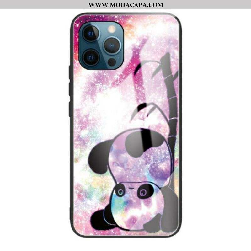 Capa Para iPhone 13 Pro Panda E Vidro Temperado De Bambu