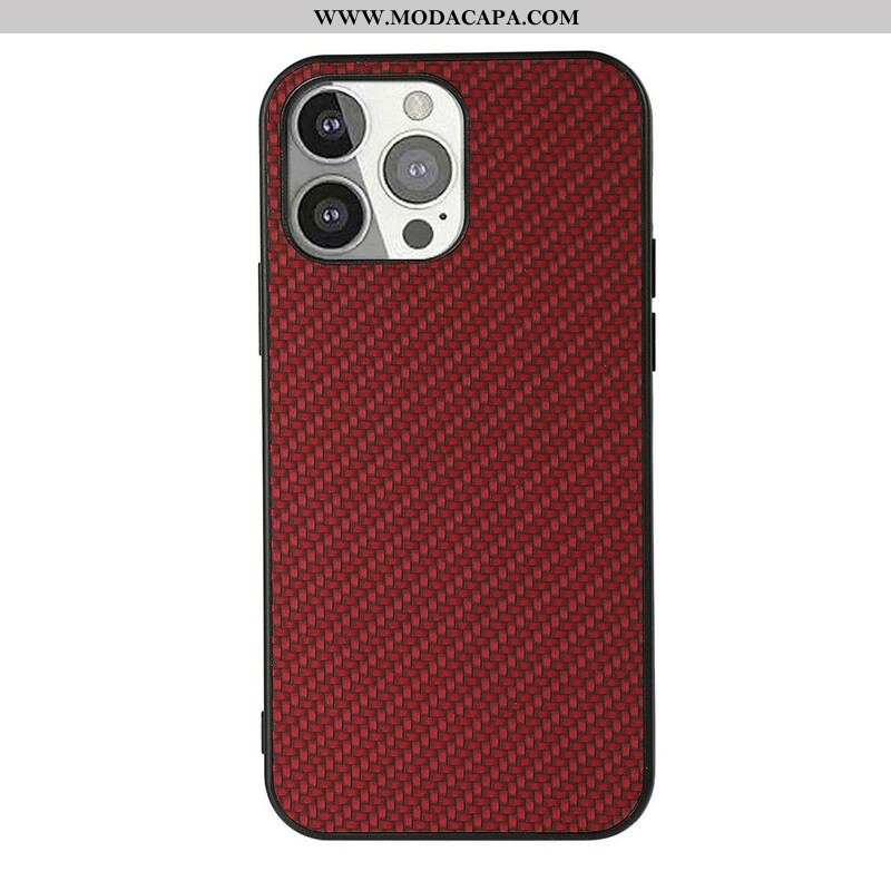 Capa Para iPhone 13 Pro Textura De Fibra De Carbono Efeito Couro