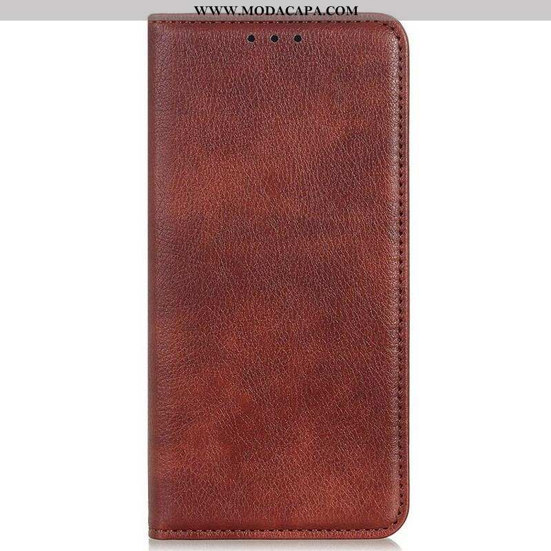 Capa De Celular Para iPhone 13 Pro Flip Couro Rachado De Lichia