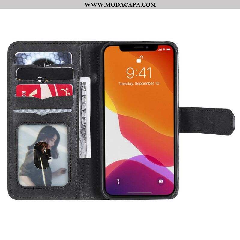 Capa Folio Para iPhone 13 Pro Titular De Cartão Multifuncional Para 10