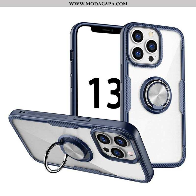 Capa Para iPhone 13 Pro Anel De Metal De Fibra De Carbono