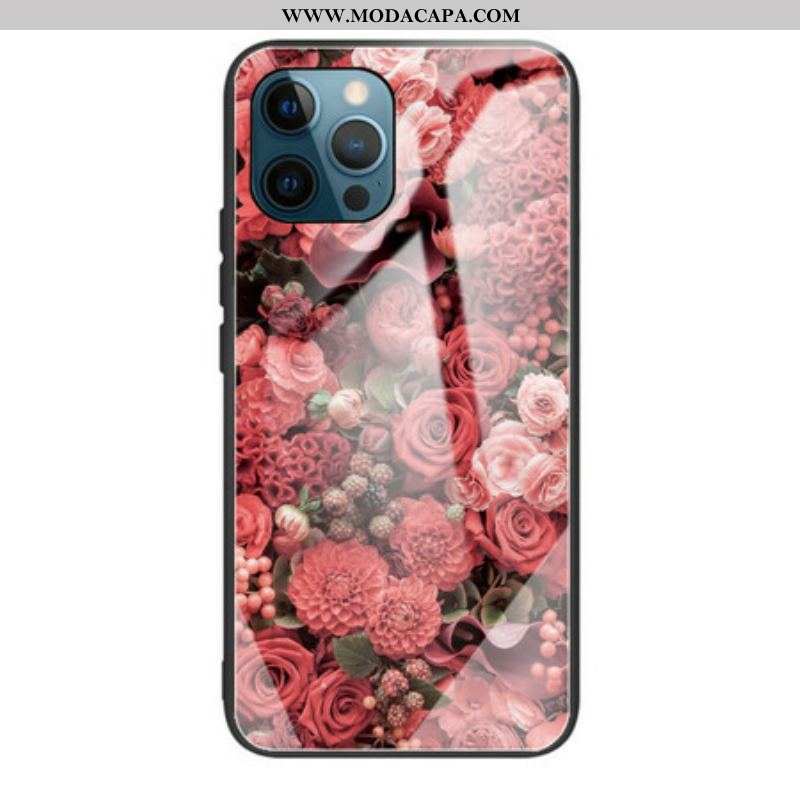 Capa Para iPhone 13 Pro Rose Flowers Vidro Temperado