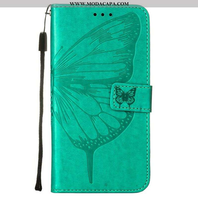 Capa Folio Para iPhone 13 Pro Desenho De Borboleta