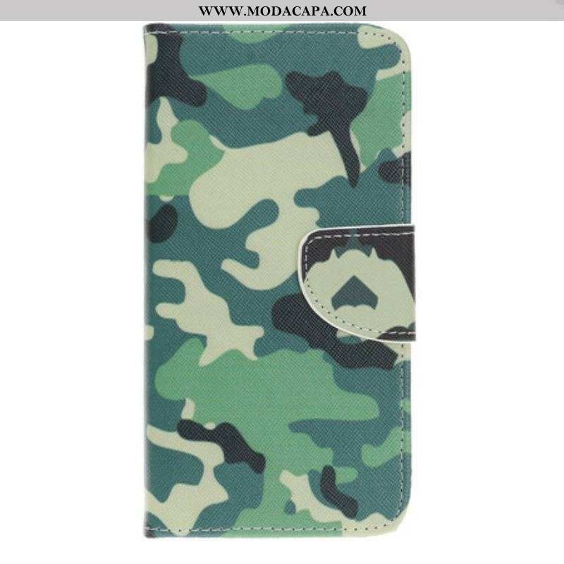 Capa Folio Para iPhone 13 Pro Camuflagem Militar