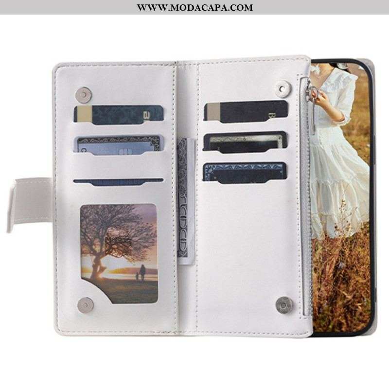 Capa Flip Para iPhone 13 Pro Estilo Acolchoado Com Alça De Ombro