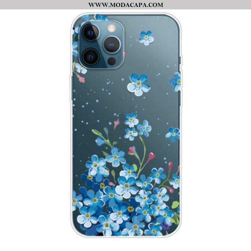 Capa De Celular Para iPhone 13 Pro Buquê De Flores Azuis