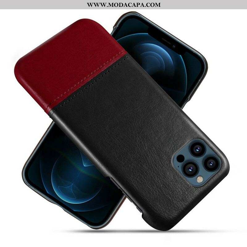 Capa Para iPhone 13 Pro Efeito De Couro De Dois Tons Ksq