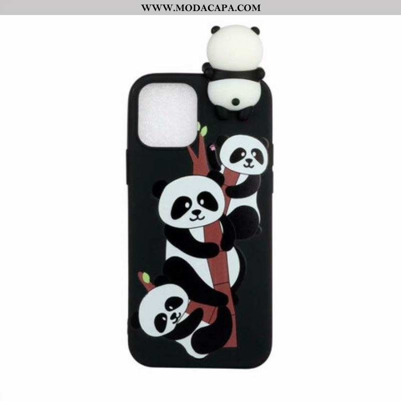 Capa Para iPhone 13 Pro Pandas 3d Em Bambu