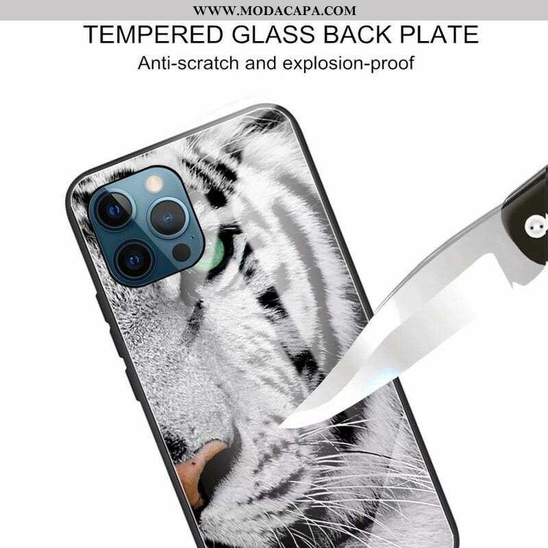 Capa De Celular Para iPhone 13 Pro Vidro Temperado Tigre