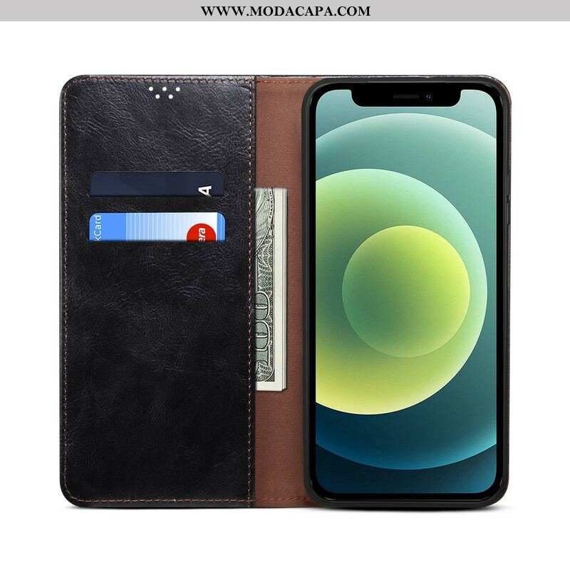 Capa De Celular Para iPhone 13 Pro Flip Couro Sintético Encerado