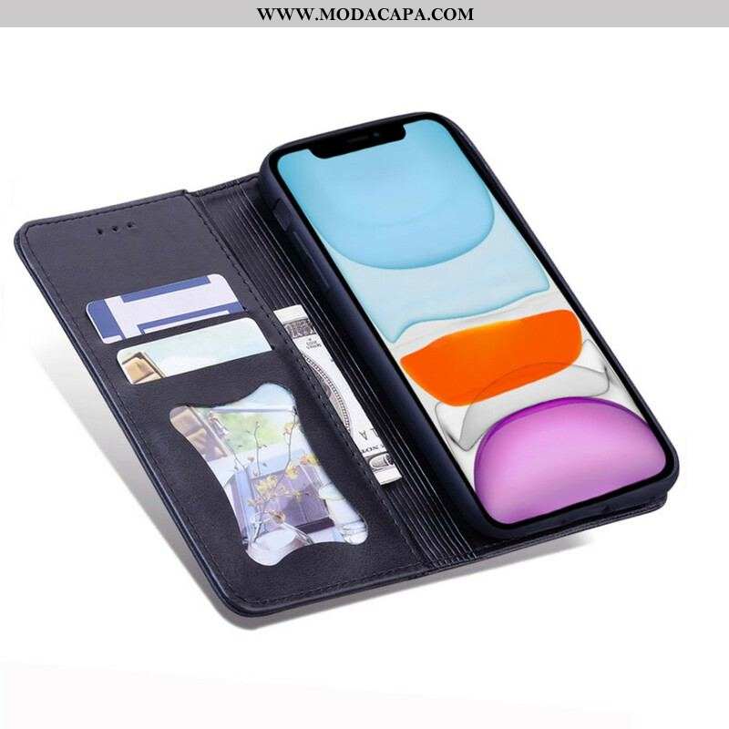 Capa De Celular Para iPhone 13 Pro Flip Efeito Couro Empresarial Em Dois Tons