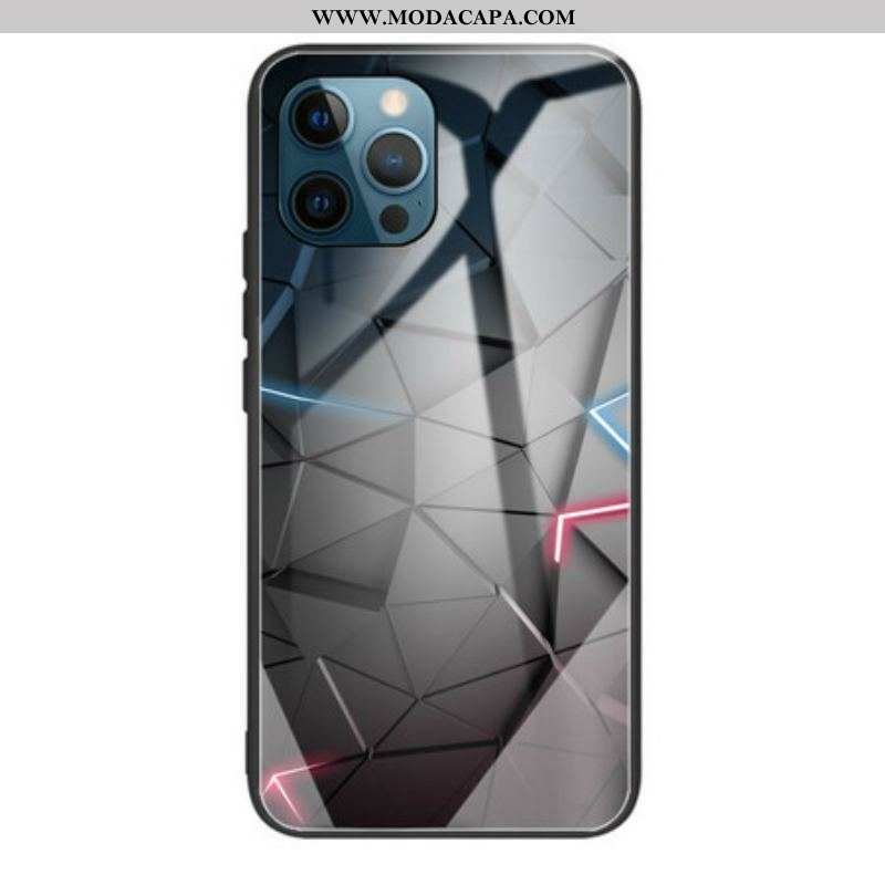 Capa Para iPhone 13 Pro Geometria Do Vidro Temperado