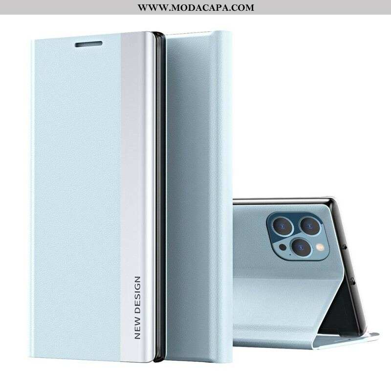 Capa De Celular Para iPhone 13 Pro Flip Fecho Magnético De Couro Sintético De Lichia