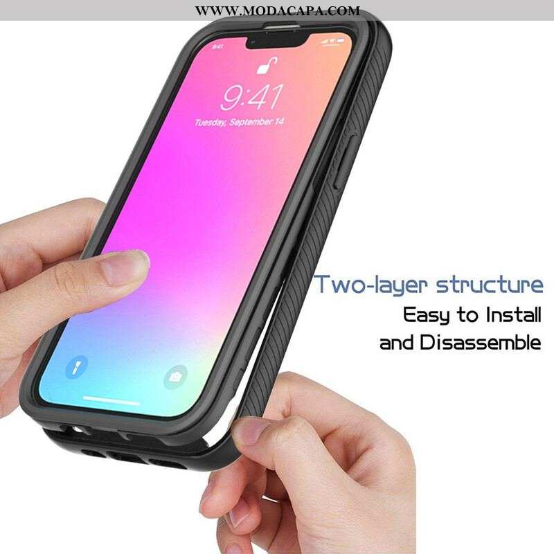 Capa Para iPhone 13 Pro Bordas De Silicone De Design Híbrido