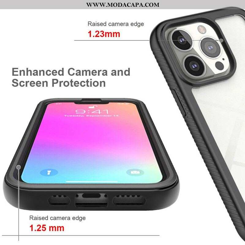 Capa Para iPhone 13 Pro Bordas De Silicone De Design Híbrido