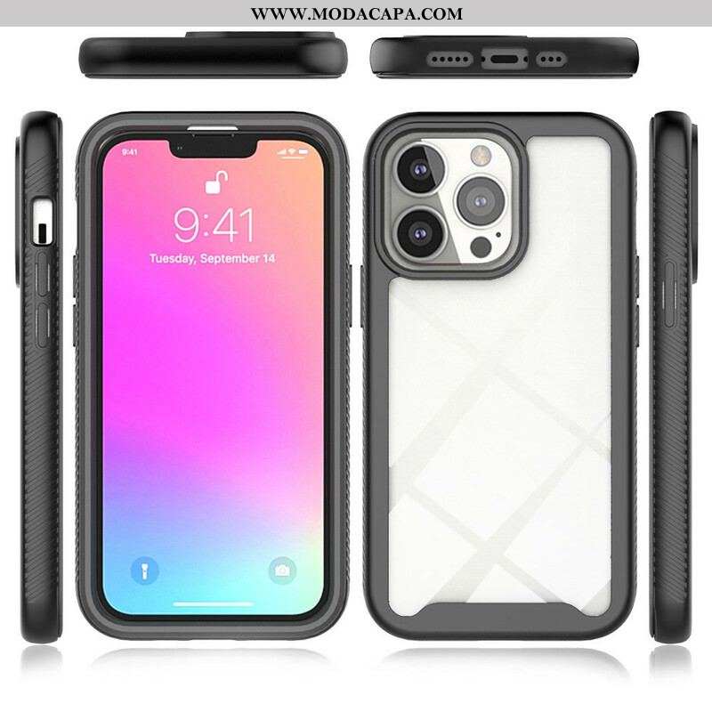 Capa Para iPhone 13 Pro Bordas De Silicone De Design Híbrido