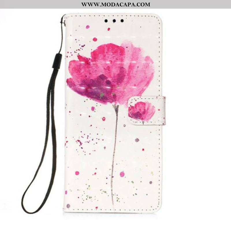 Capa Capa Flip Para iPhone 13 Pro Papoula Aquarela