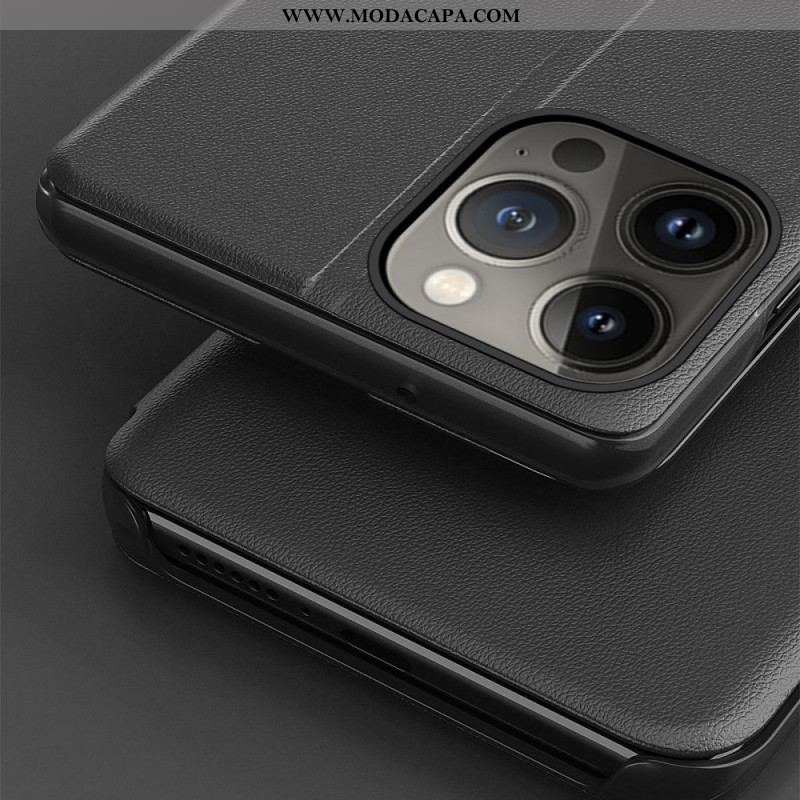 Capa De Celular Para iPhone 14 Plus Couro Sintético Texturizado